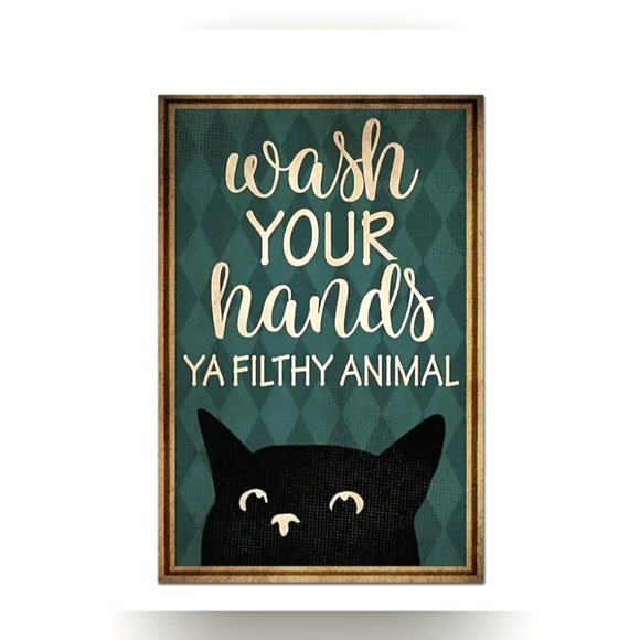 Black Cat Funny Vintage Style Bathroom Canvasish Prints. No Frame - Picture 8 of 9